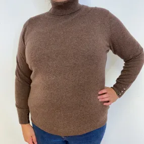 Mocha Brown Cashmere Polo Neck Jumper