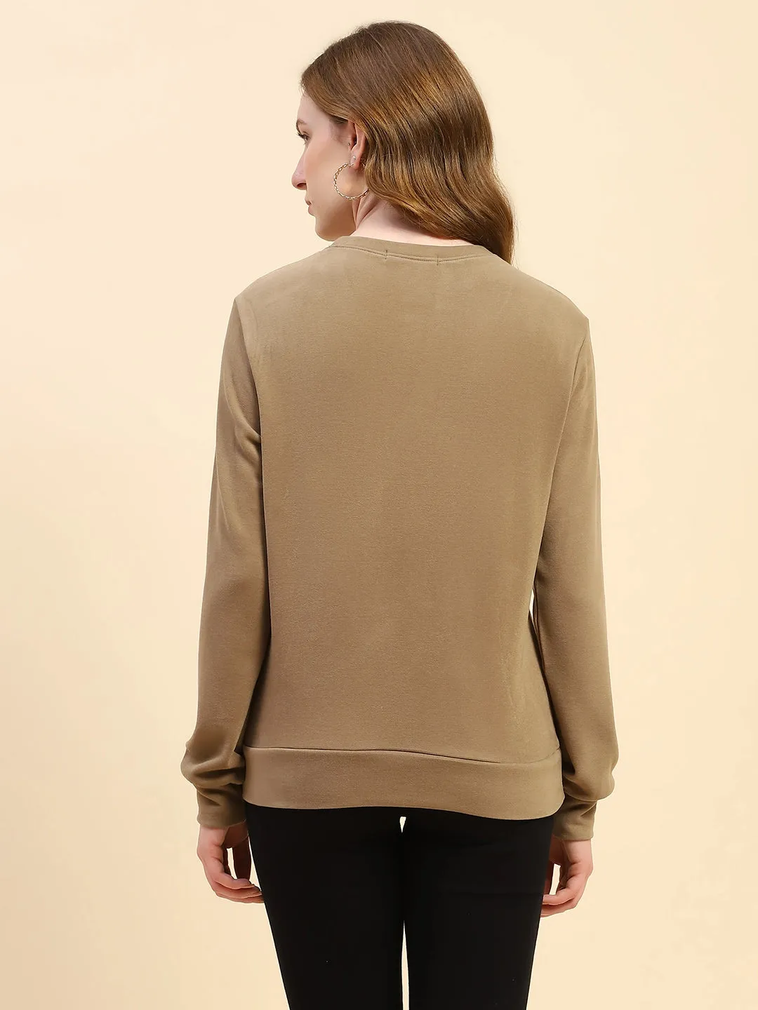 Mud Brown Solid Eco Silk Blend Ultra Soft Sweatshirt