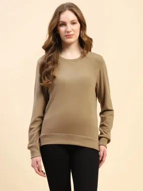 Mud Brown Solid Eco Silk Blend Ultra Soft Sweatshirt