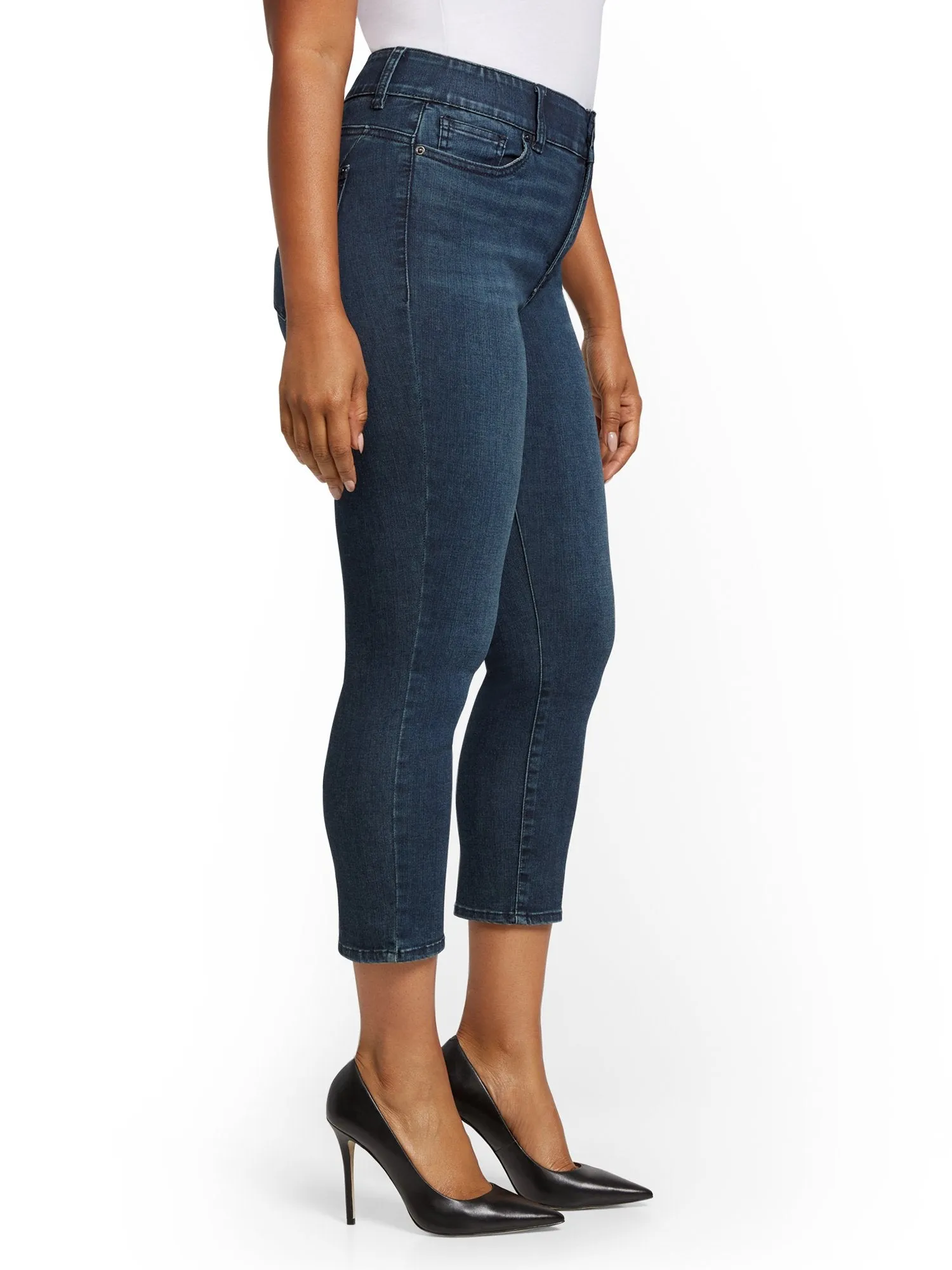 Mya Curvy High-Waisted Sculpting No Gap Super-Skinny Capri Jeans - Steinway Blue