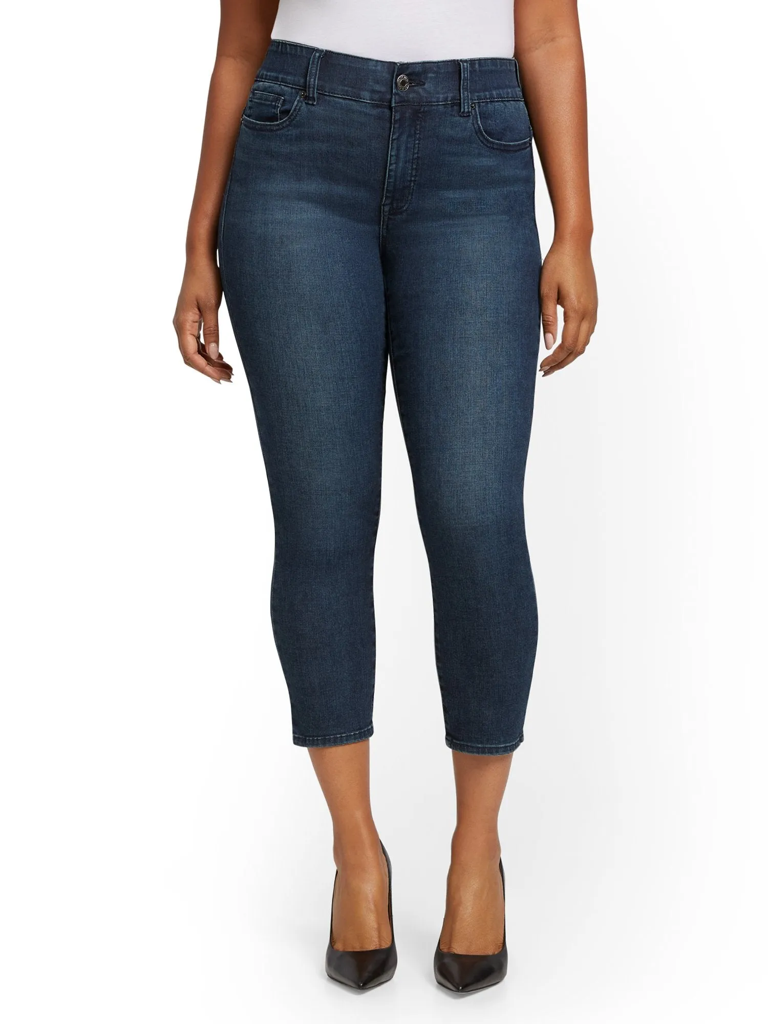 Mya Curvy High-Waisted Sculpting No Gap Super-Skinny Capri Jeans - Steinway Blue
