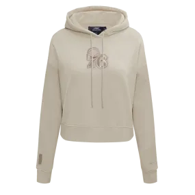 NBA PHILADELPHIA 76ERS NEUTRAL WOMEN'S CROPPED PO HOODIE (TAUPE)