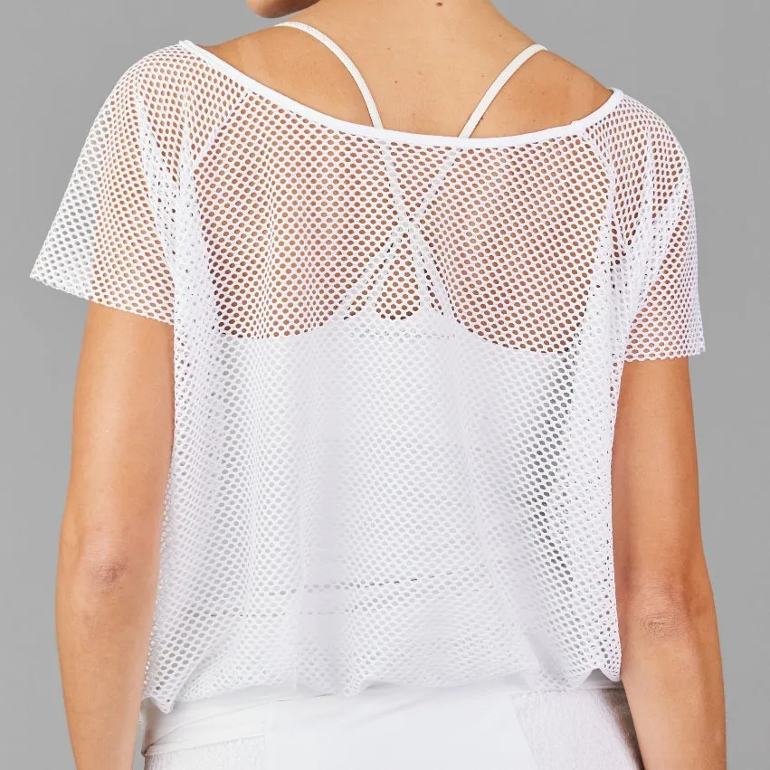 Notebook Blouson Layer Top (white fishnet)