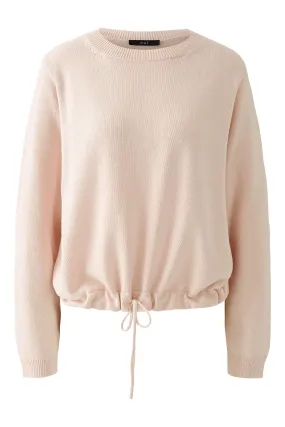 Oui 91878 Pale Pink Wide Neck Drawstring Waist Jumper