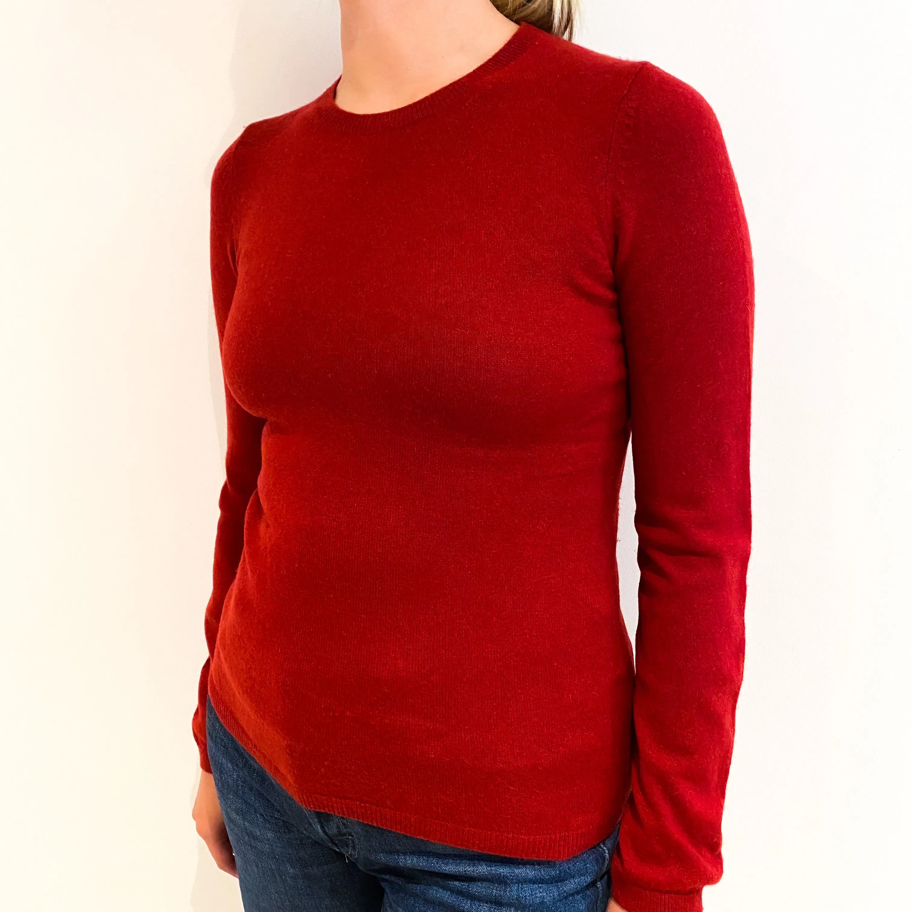 Paprika Red Cashmere Crew Neck Jumper Small
