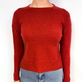Paprika Red Side Split Cashmere Crew Neck Jumper Small