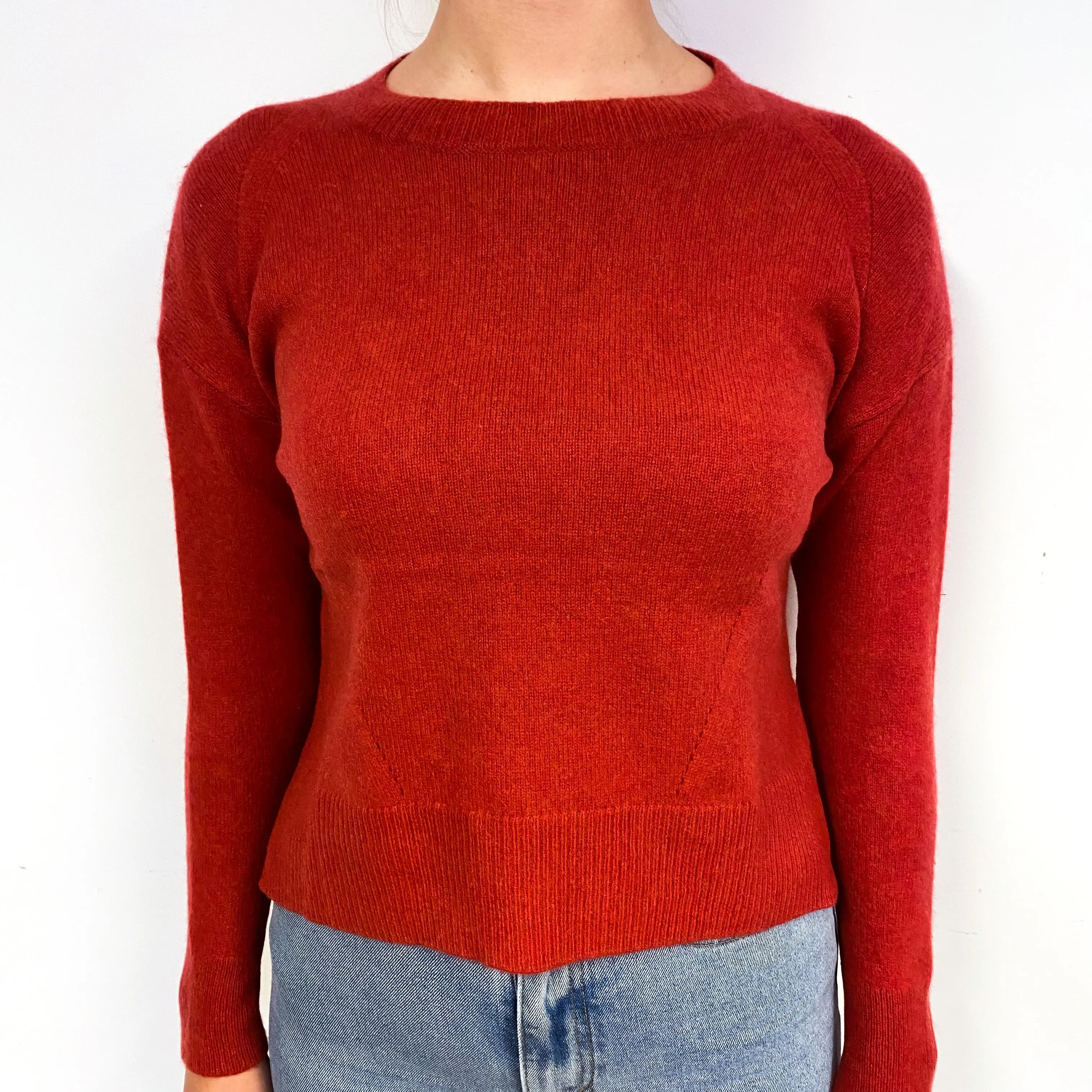 Paprika Red Side Split Cashmere Crew Neck Jumper Small