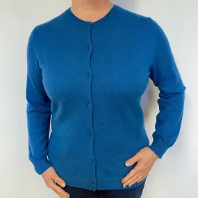 Peacock Blue Cashmere Crew Neck Cardigan Large