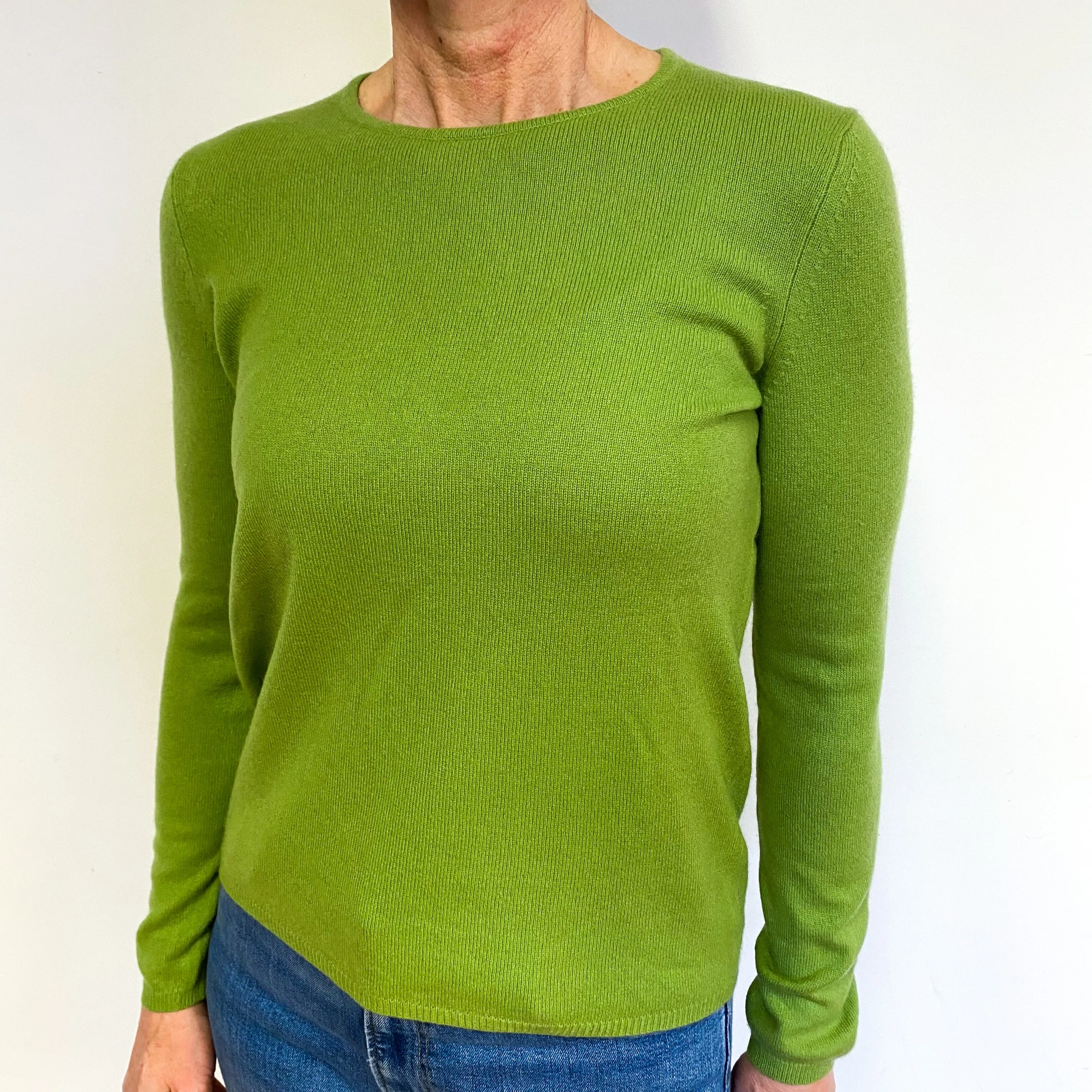 Pear Green Cashmere Crew Neck Jumper Medium