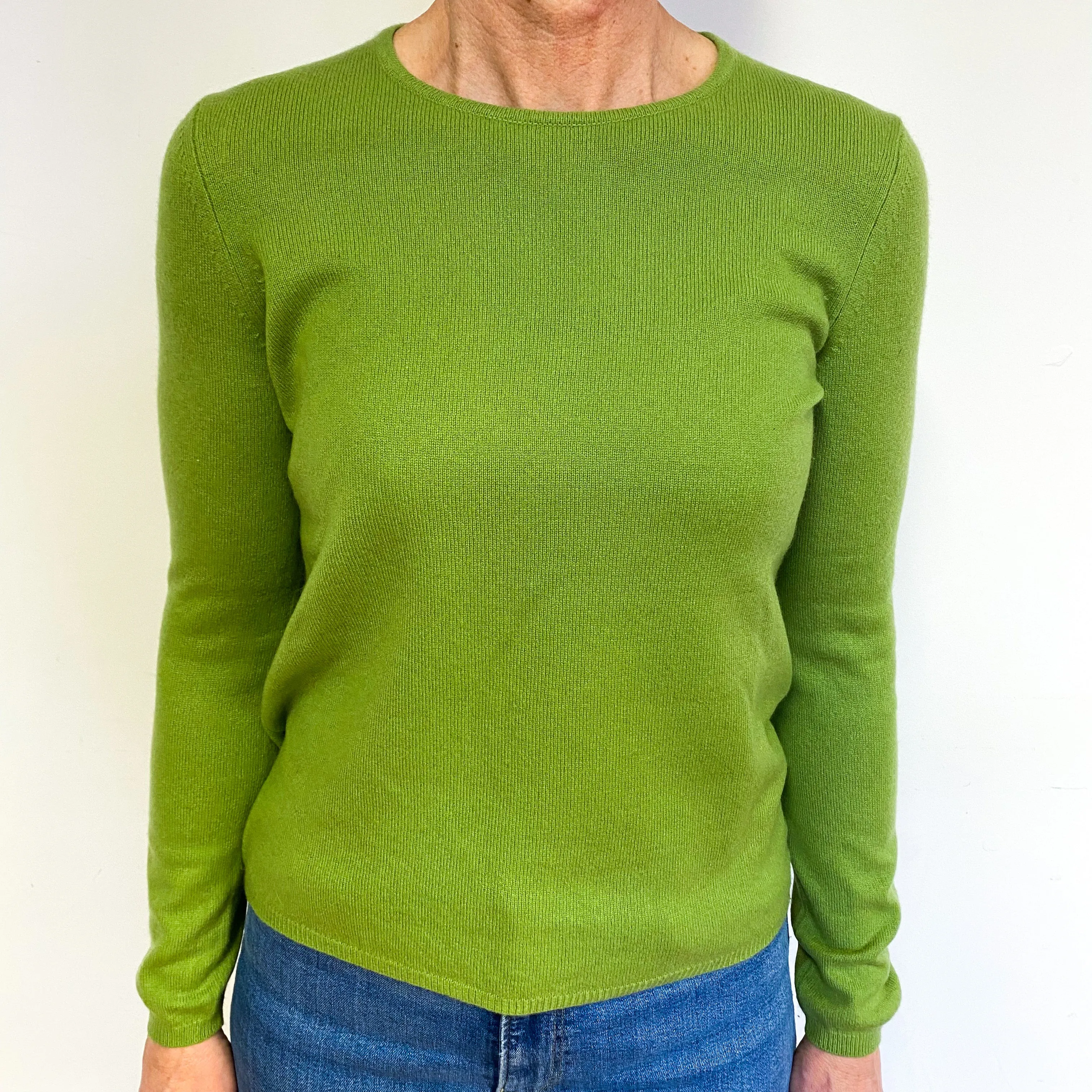 Pear Green Cashmere Crew Neck Jumper Medium