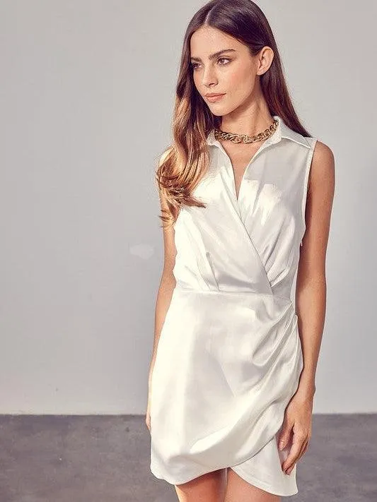 Picture Perfect Collared Wrap Mini Dress