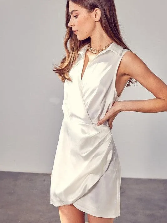 Picture Perfect Collared Wrap Mini Dress
