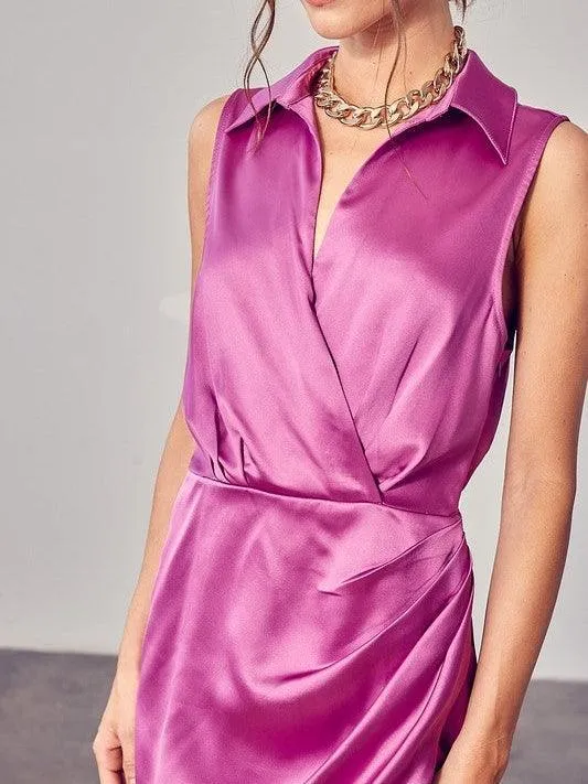 Picture Perfect Collared Wrap Mini Dress