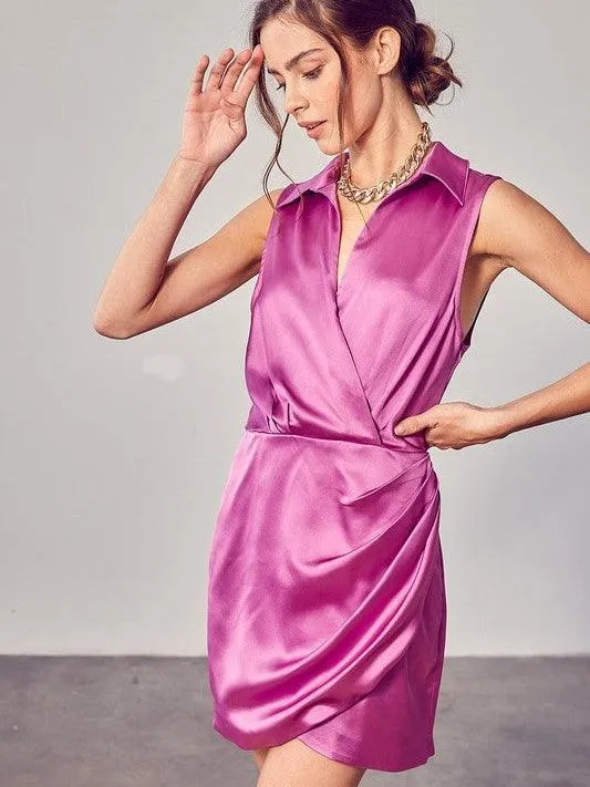 Picture Perfect Collared Wrap Mini Dress