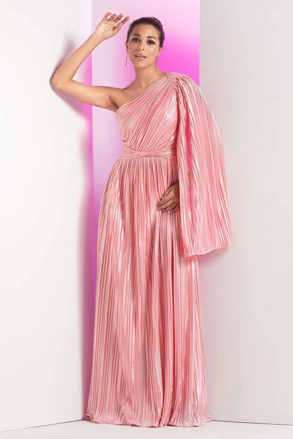 Pink One Shoulder Gown