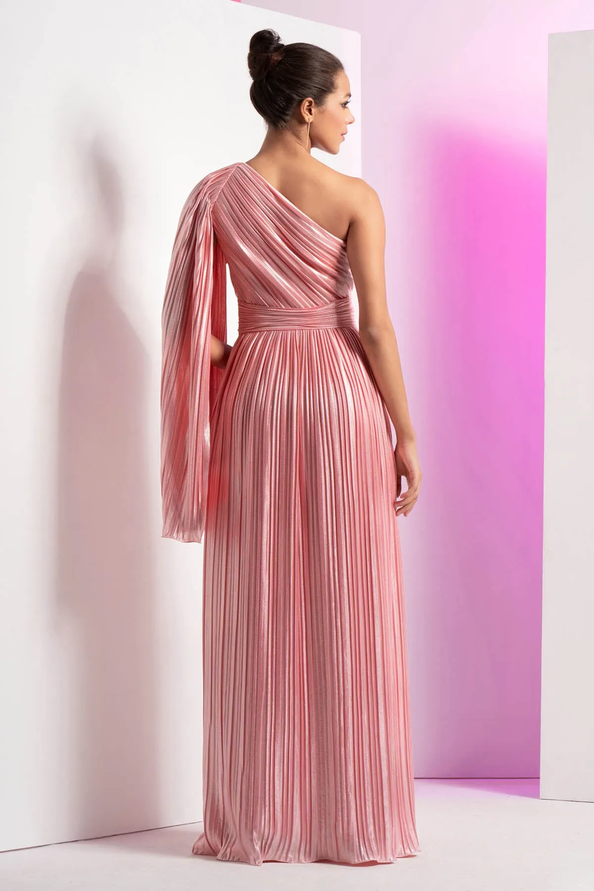 Pink One Shoulder Gown