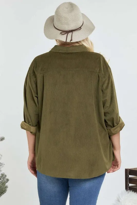 Plus Size Olive Shacket