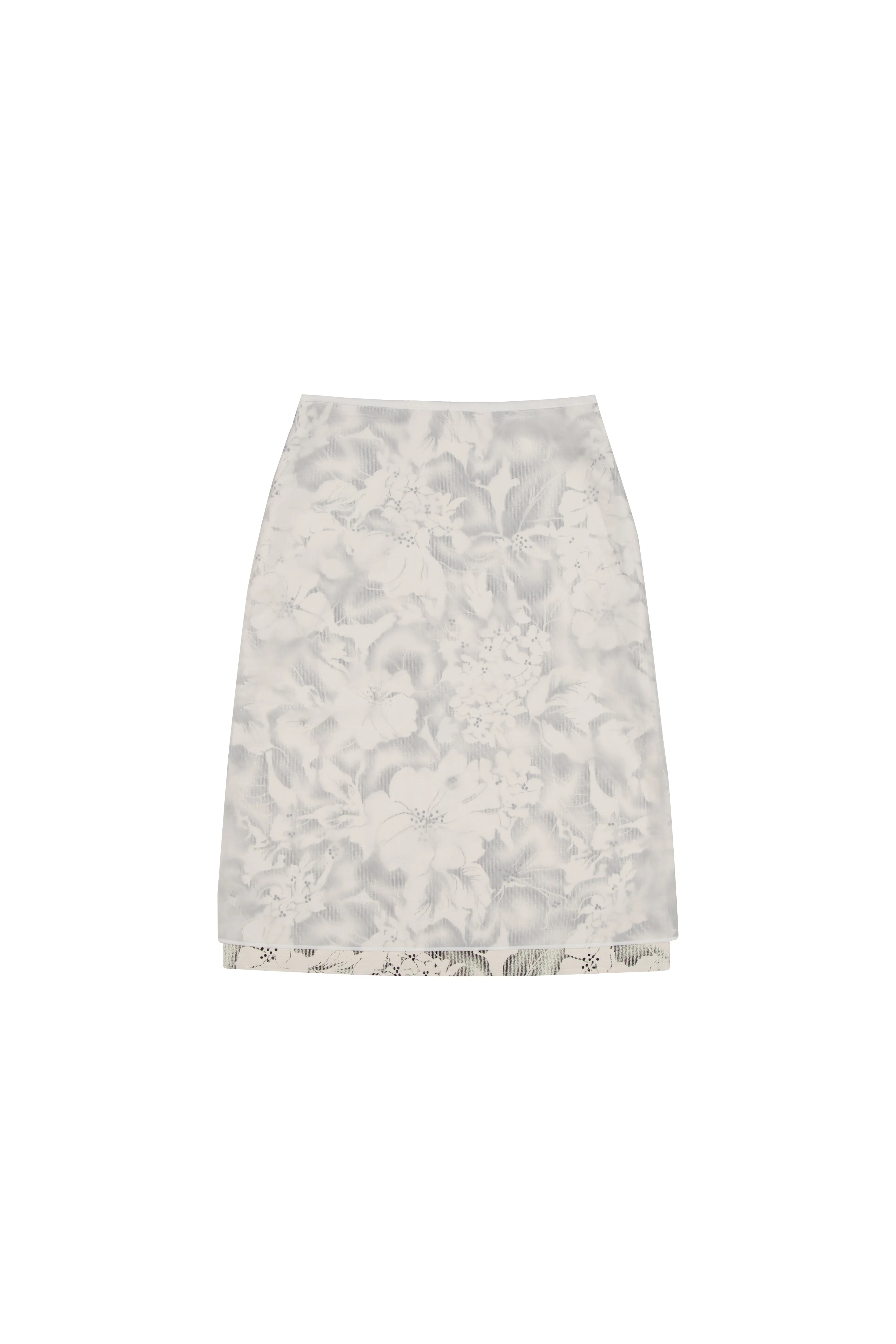 [POKOFOSCA] SS 25 SHEER LAYERED MIDI SKIRT (BONE)