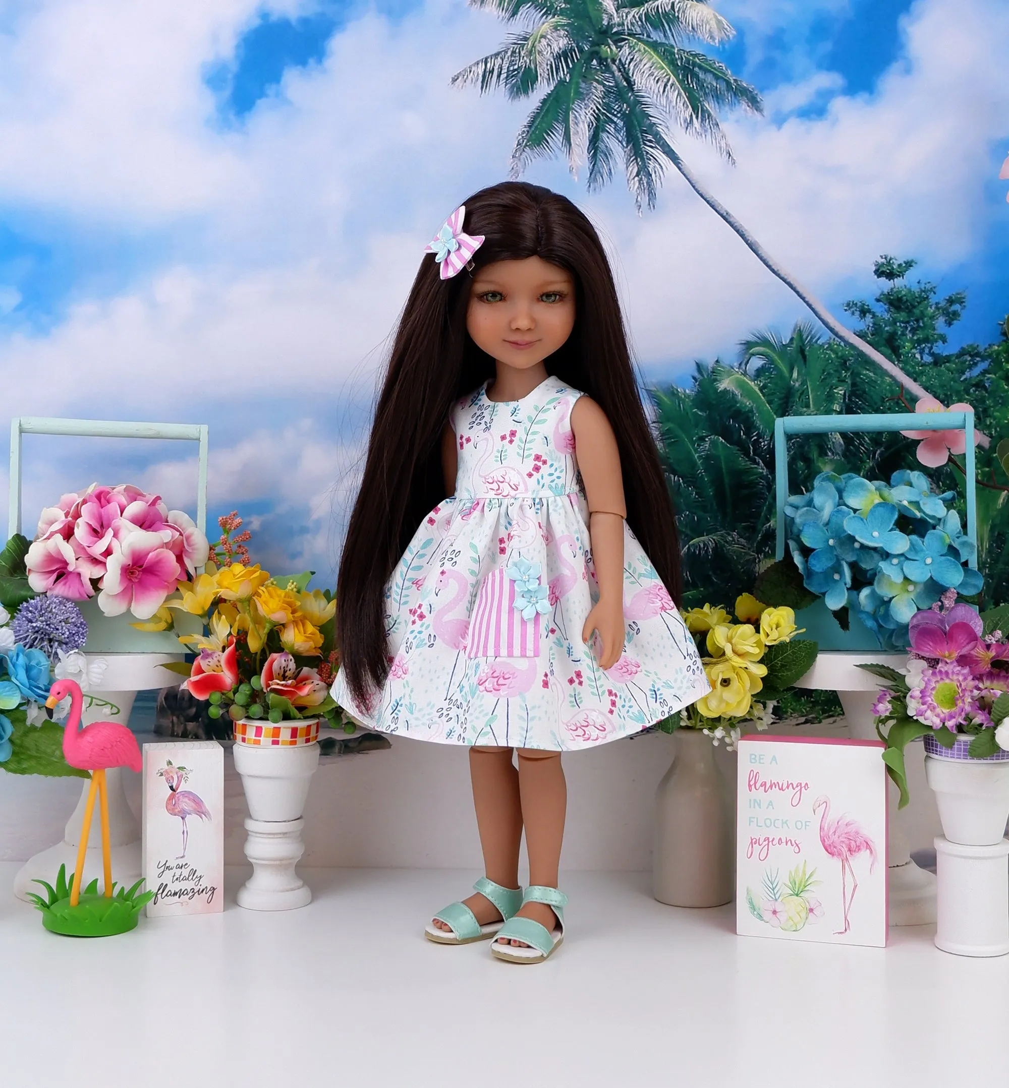 Pretty Flamingo - dress with sandals for Ruby Red Fashion Friends doll