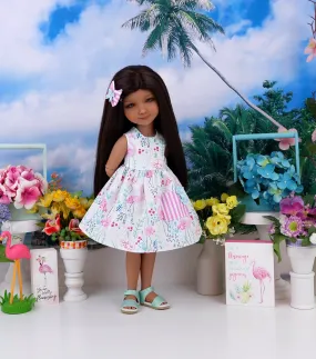 Pretty Flamingo - dress with sandals for Ruby Red Fashion Friends doll