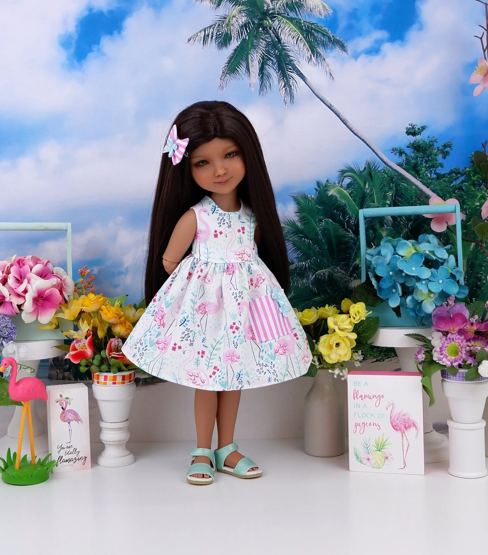 Pretty Flamingo - dress with sandals for Ruby Red Fashion Friends doll