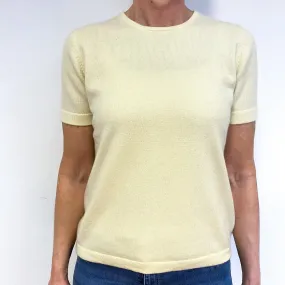 Primrose Yellow Cashmere Short Sleeved Jumper Medium