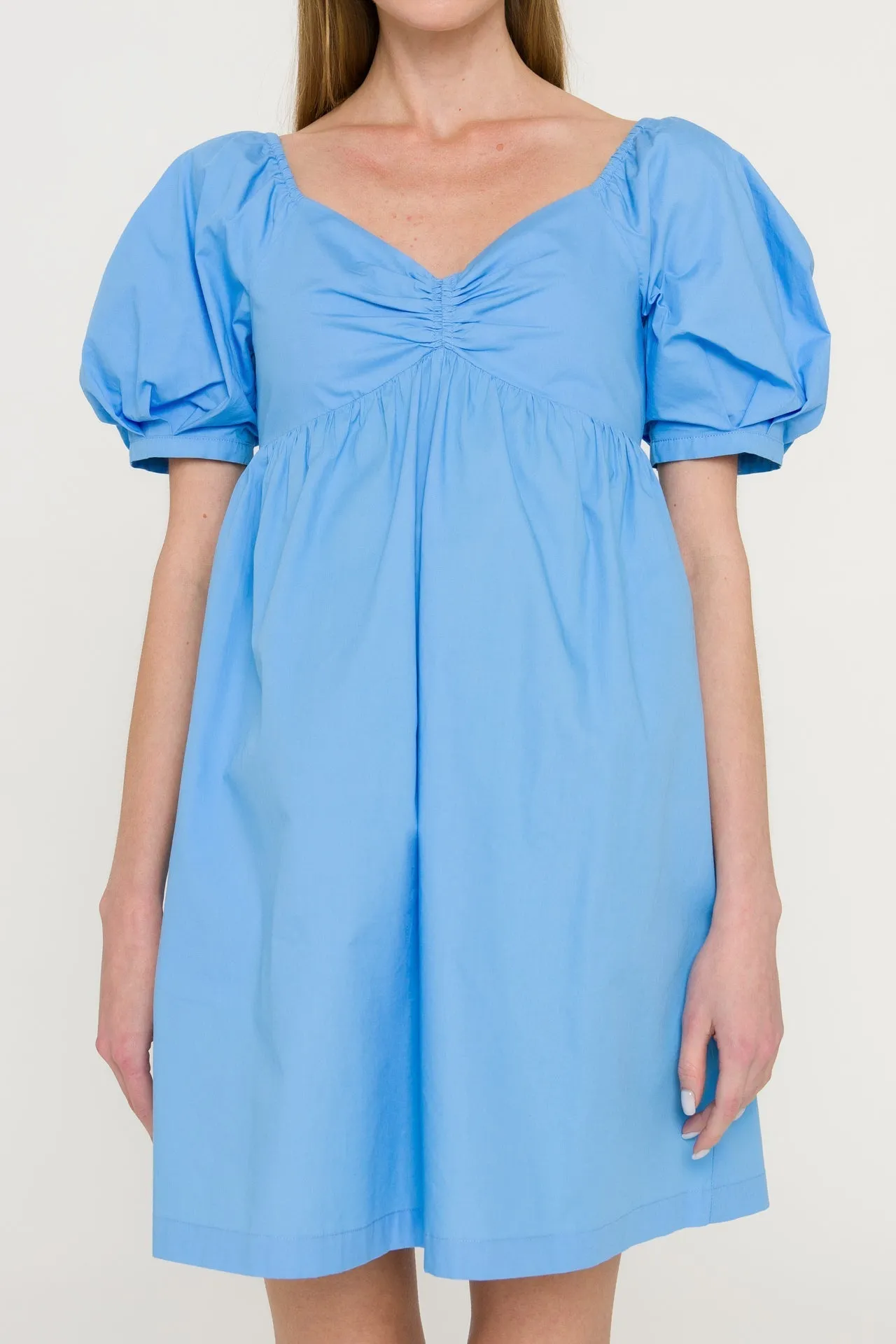 Puff Sleeve V-Neck Babydoll Dress