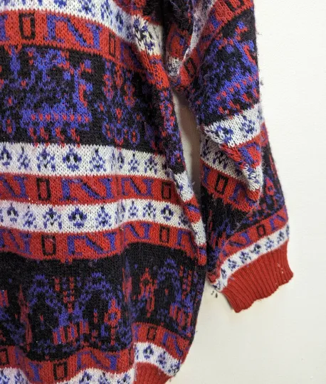Red   Purple Patterned Jumper - L