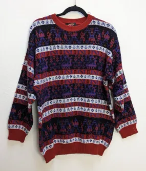Red   Purple Patterned Jumper - L