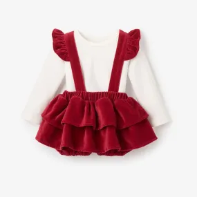 Red Velveteen Jumper Skirt