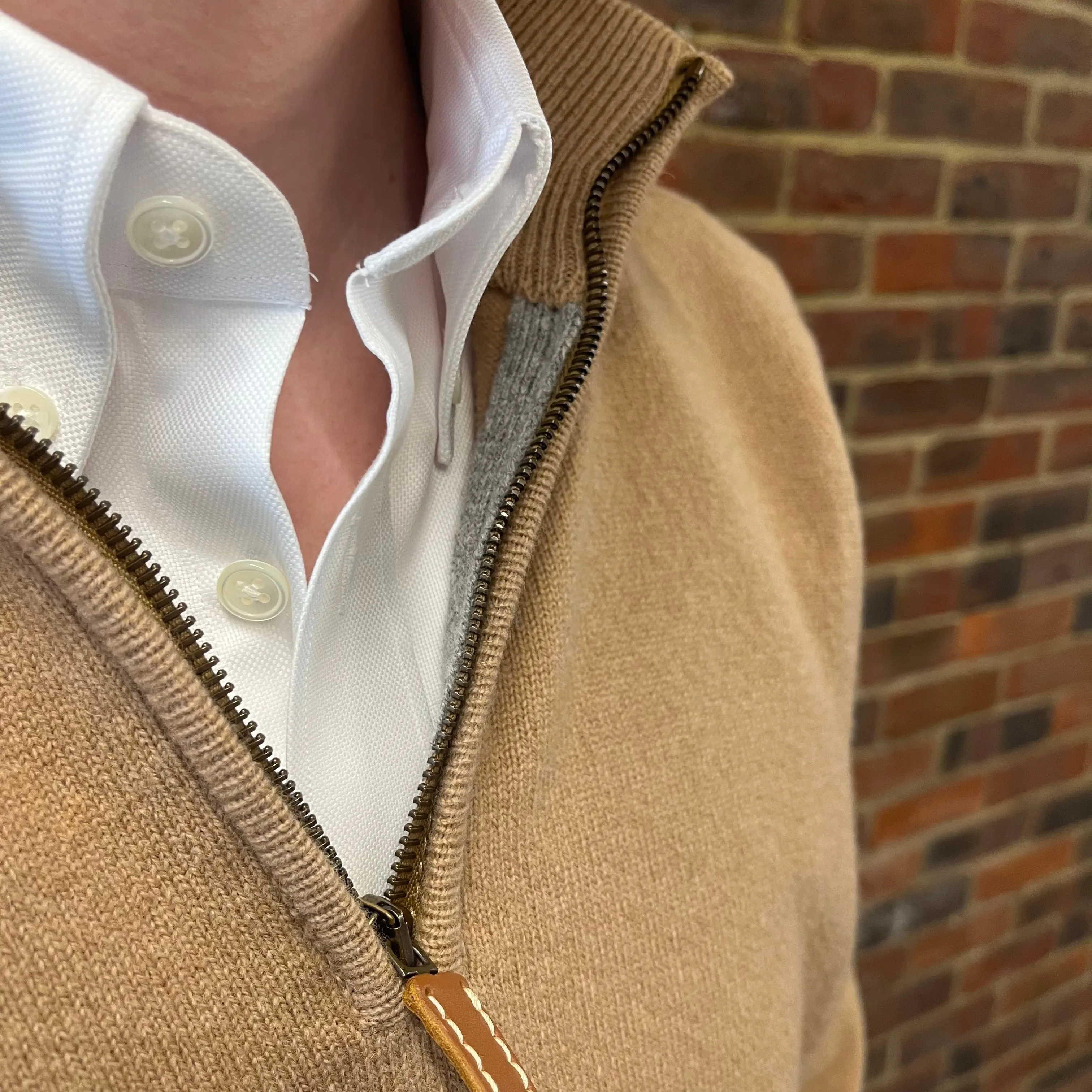 Regent - Quarter Zip Jumper  - Geelong Lambswool - Camel