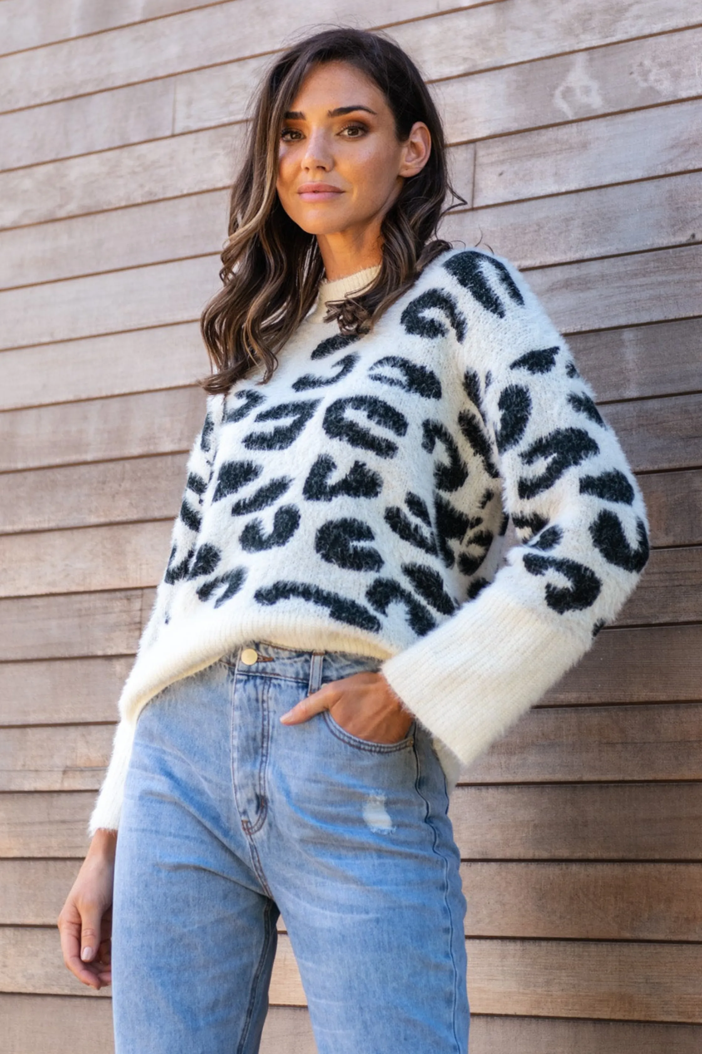 REGINA KNIT JUMPER - Snow Leopard