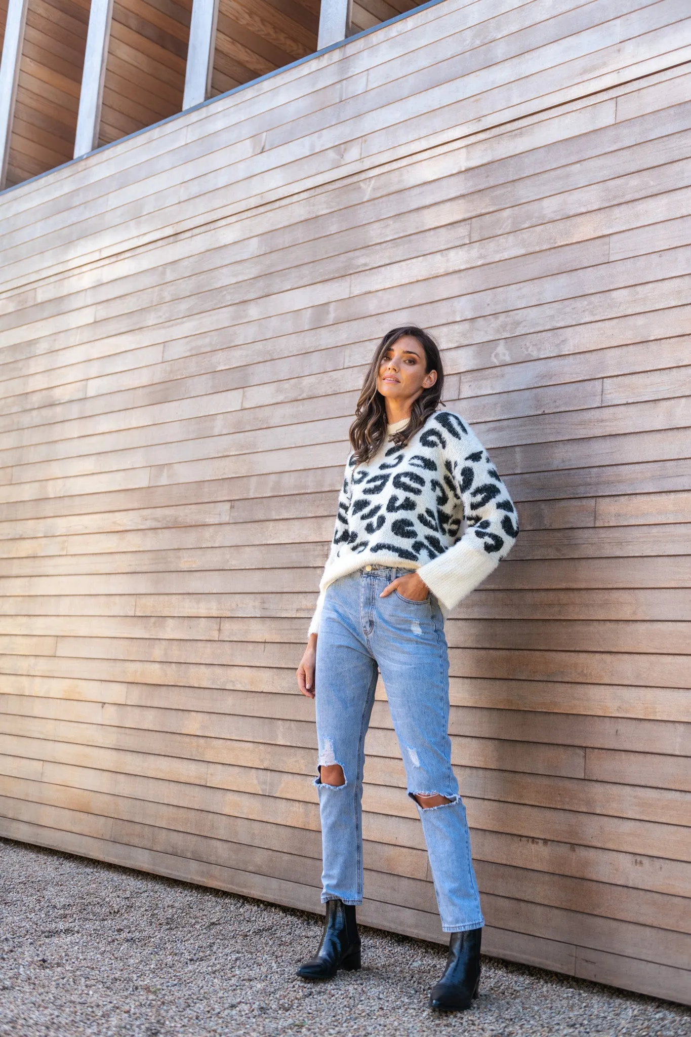 REGINA KNIT JUMPER - Snow Leopard