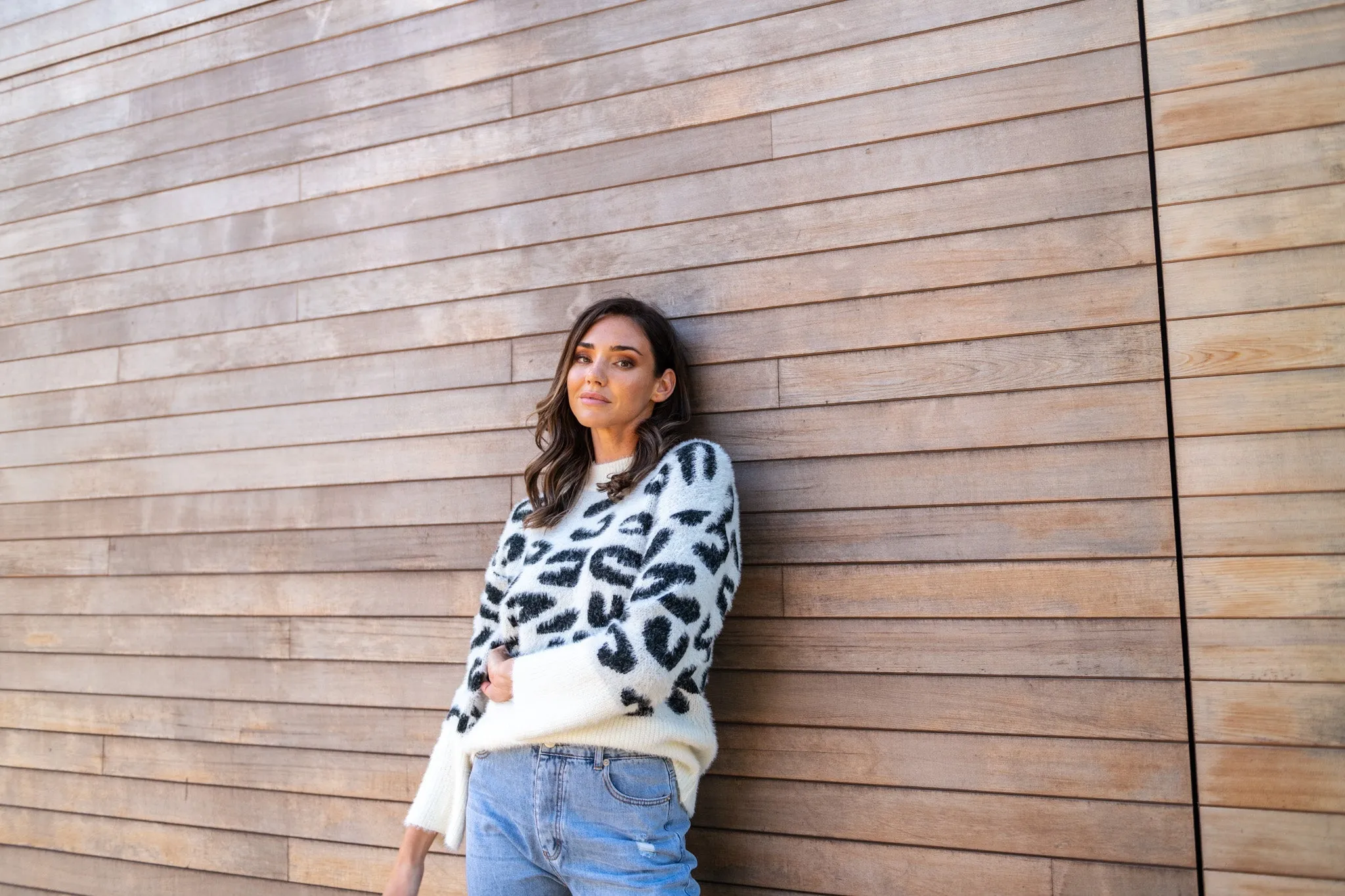 REGINA KNIT JUMPER - Snow Leopard