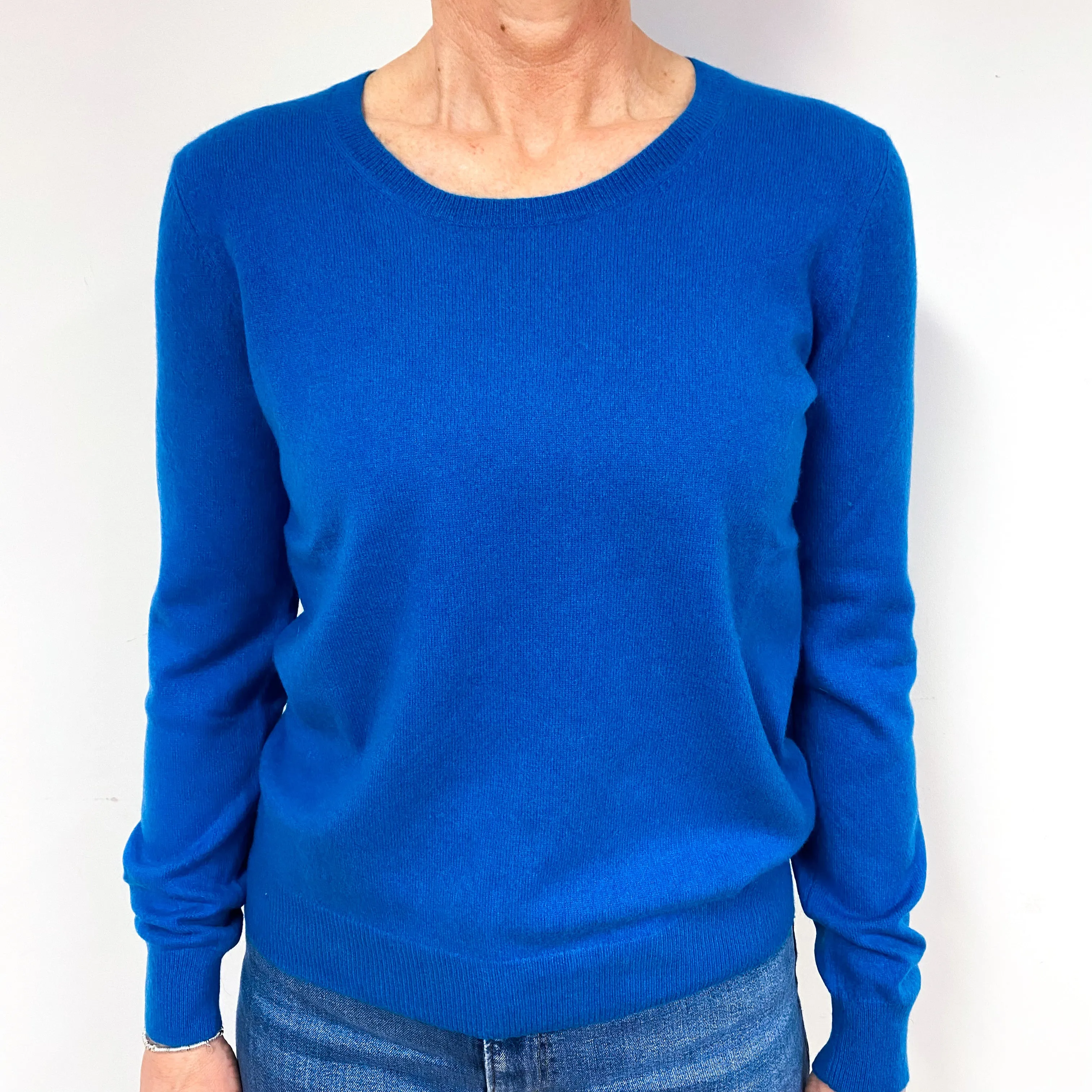 Repeat Peacock Blue Cashmere Crew Neck Jumper Medium