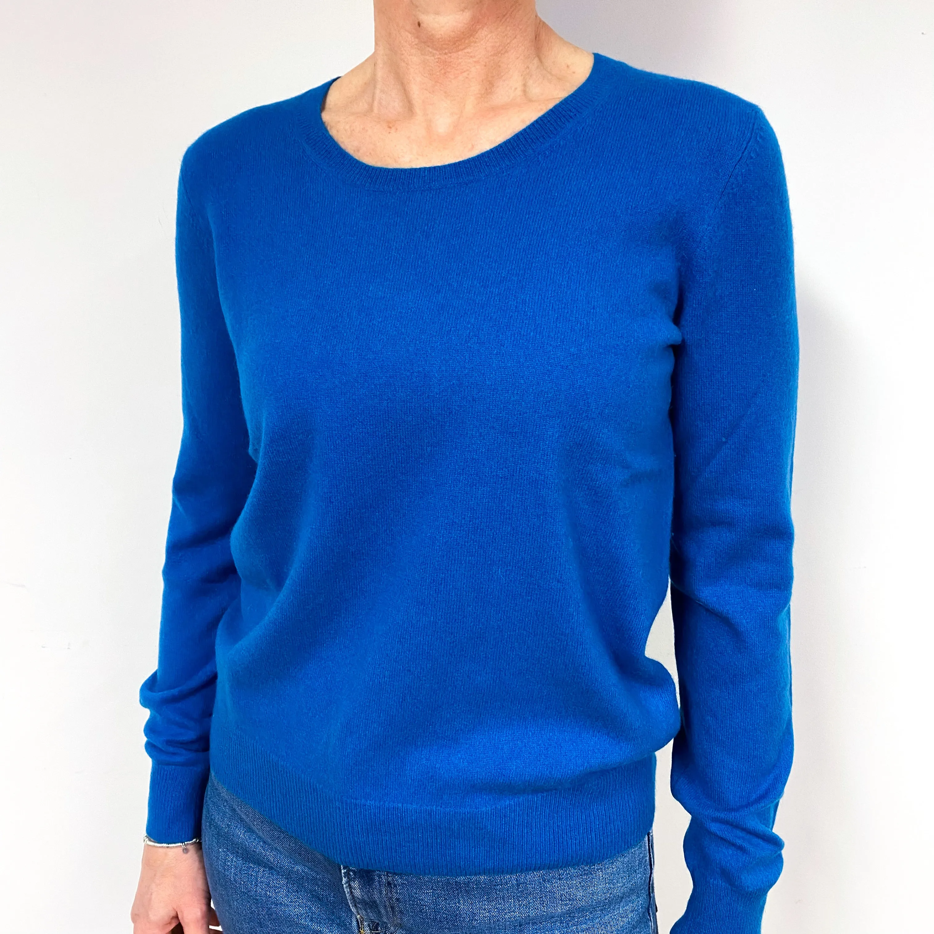 Repeat Peacock Blue Cashmere Crew Neck Jumper Medium