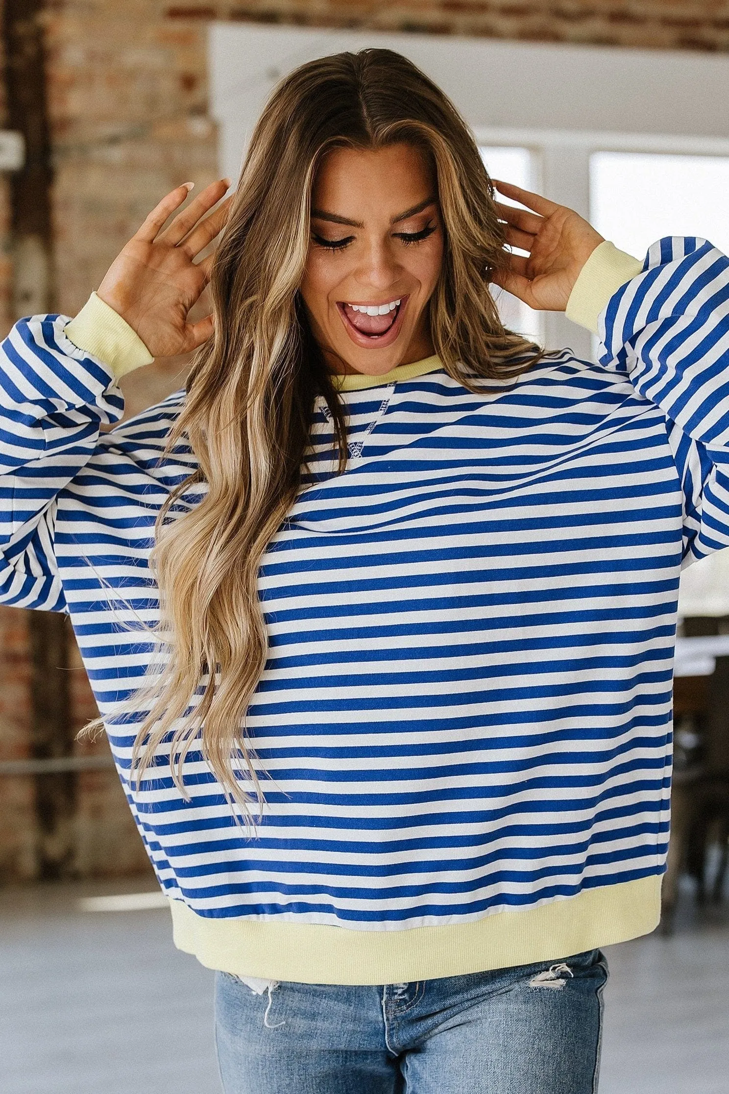 Rhonda Striped Oversized Pullover | DROPSHIP