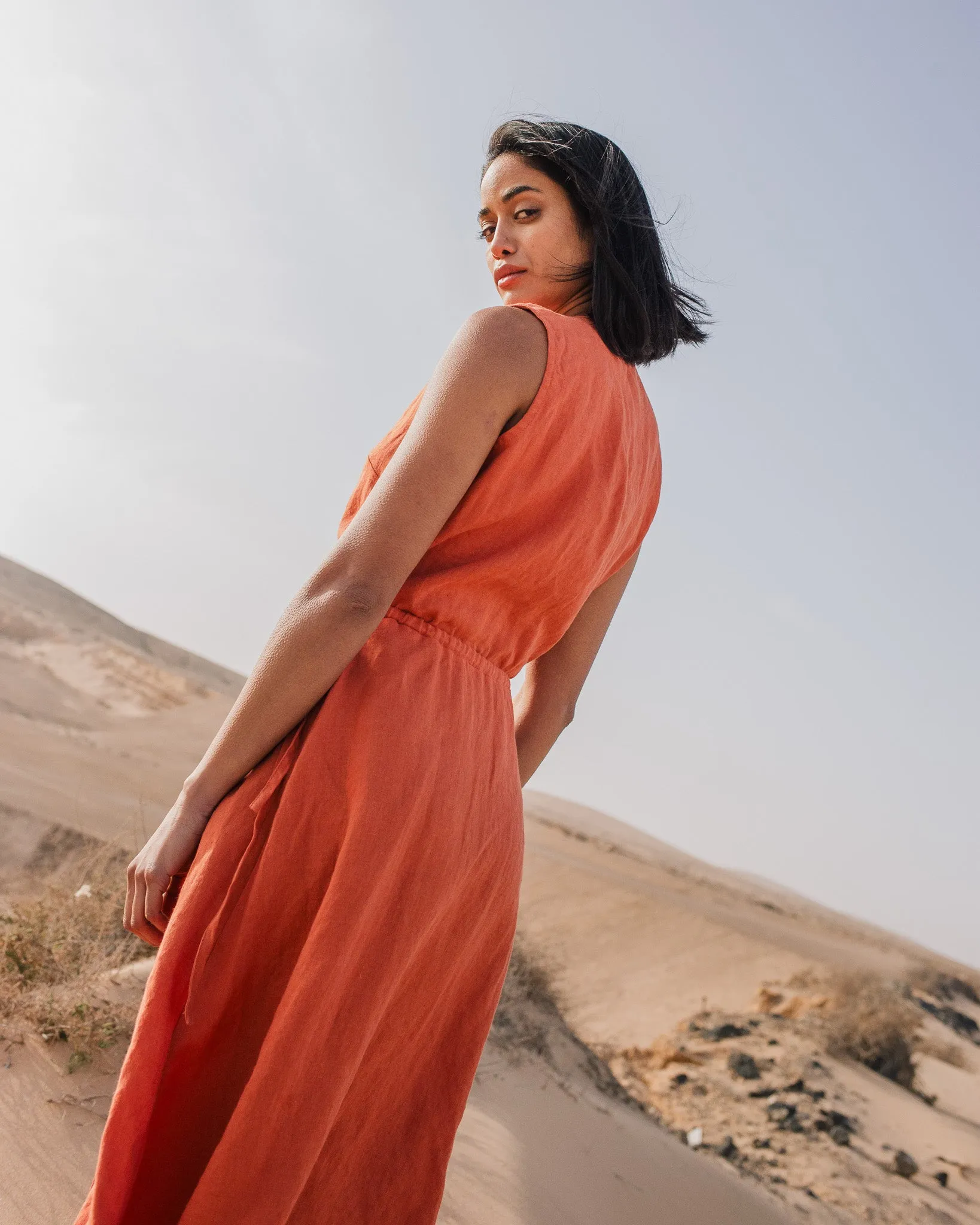ROME wrap maxi linen dress