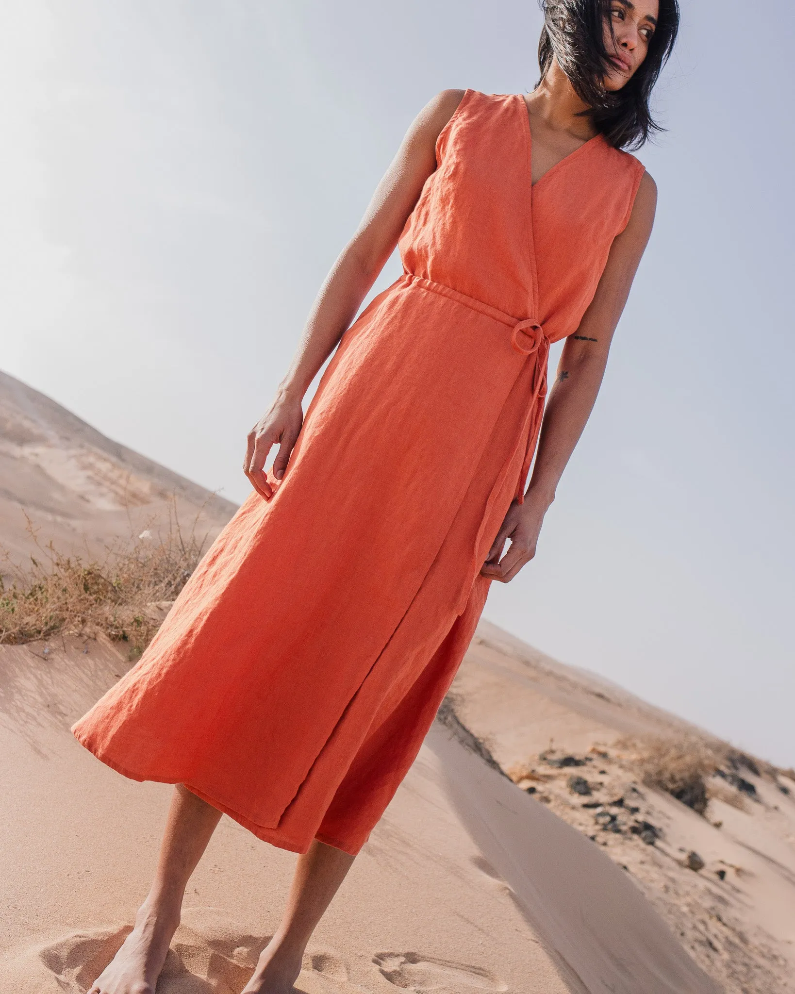 ROME wrap maxi linen dress
