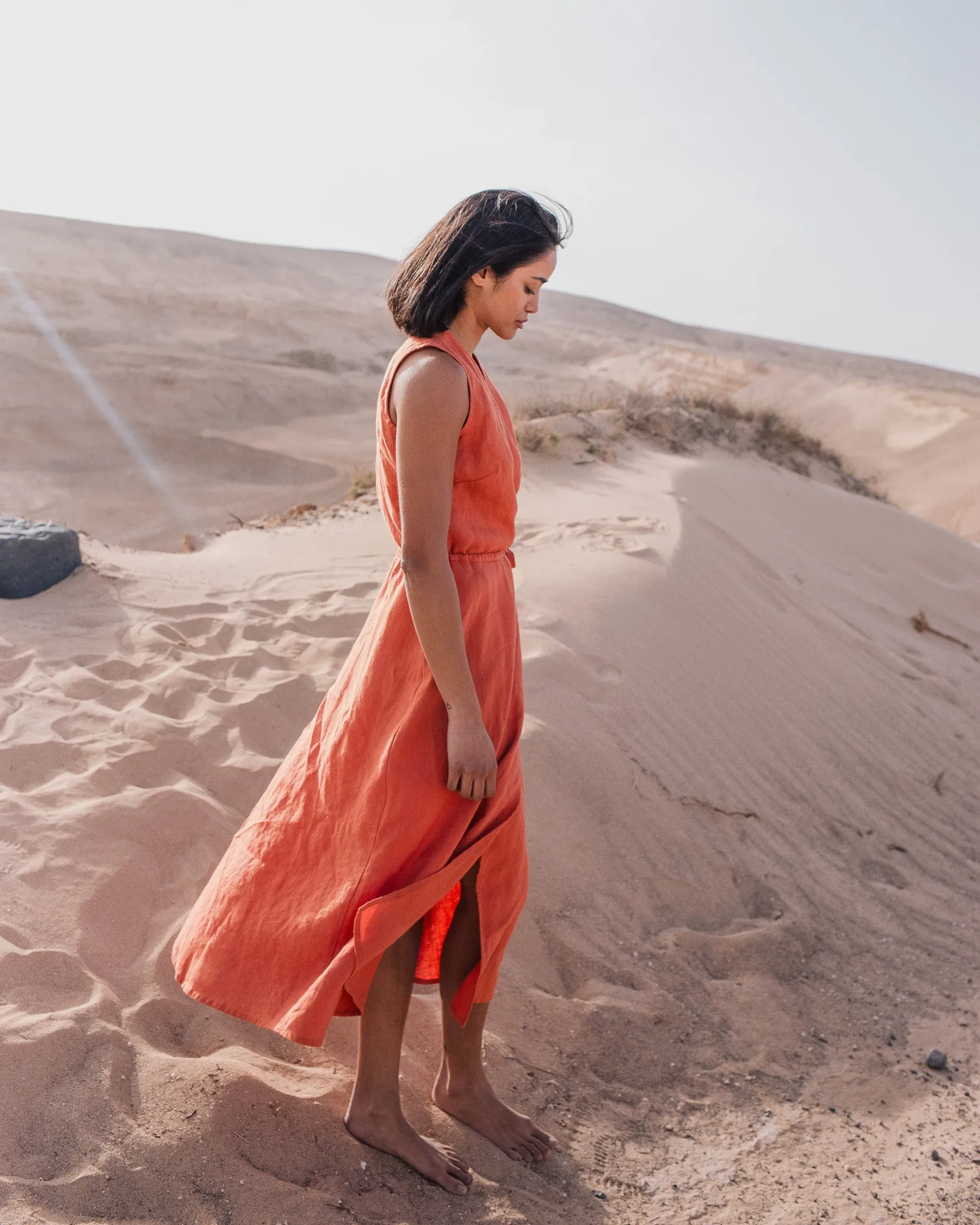 ROME wrap maxi linen dress