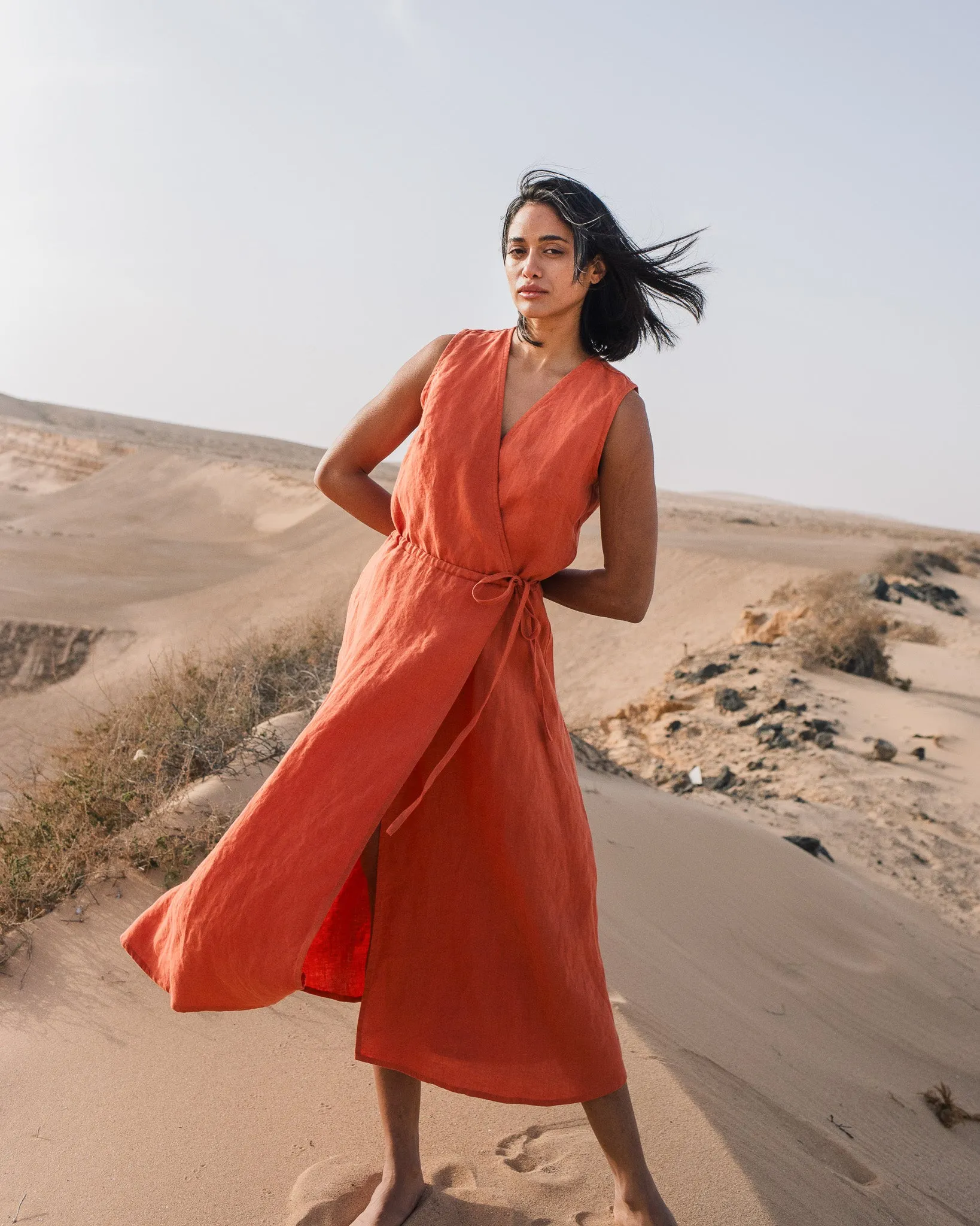 ROME wrap maxi linen dress