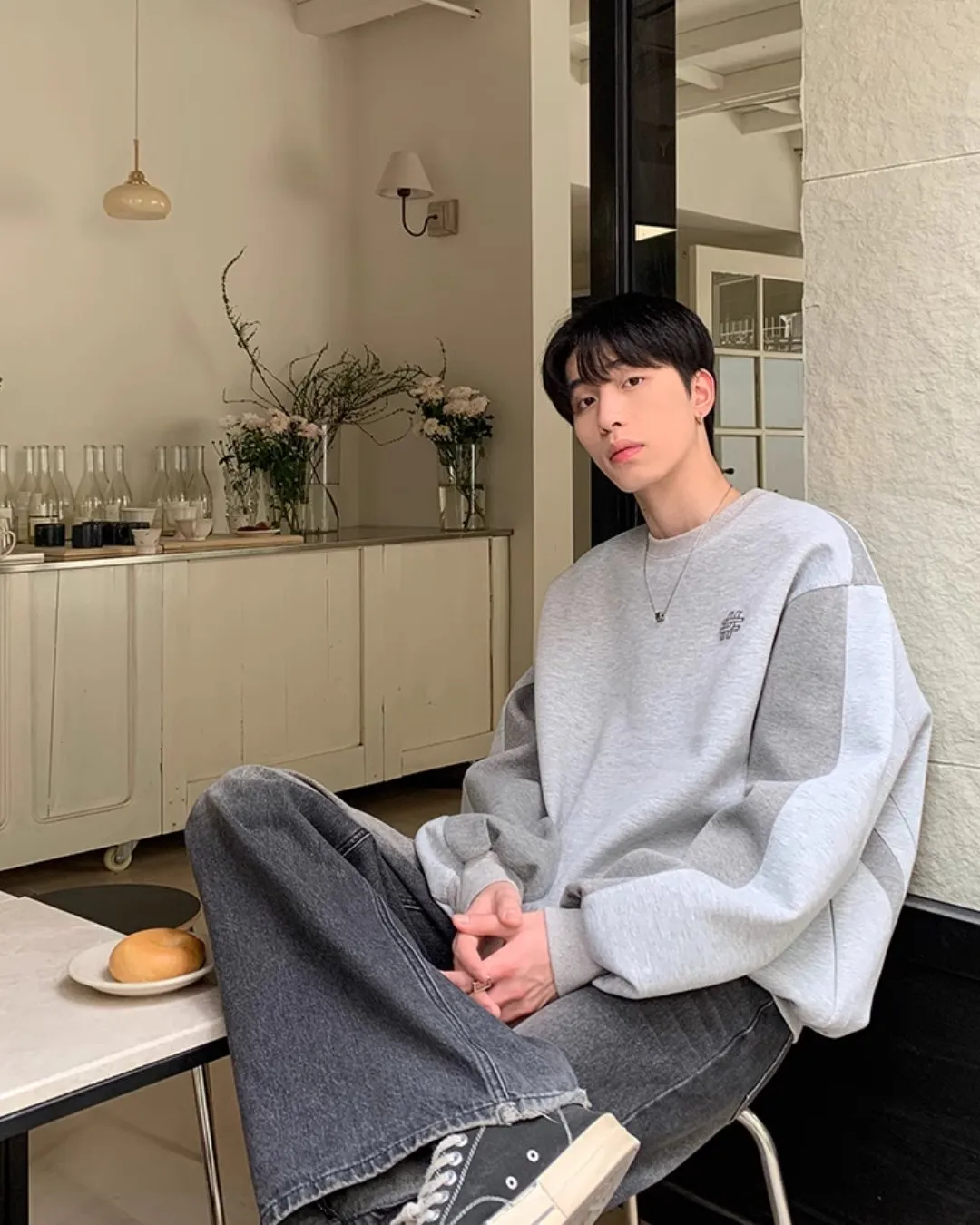 Round Neck Two Tone Sweat Tops OYC0046