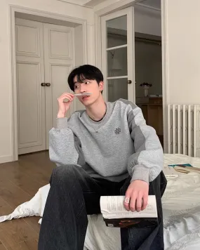 Round Neck Two Tone Sweat Tops OYC0046