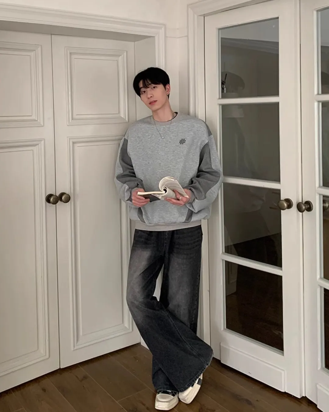 Round Neck Two Tone Sweat Tops OYC0046