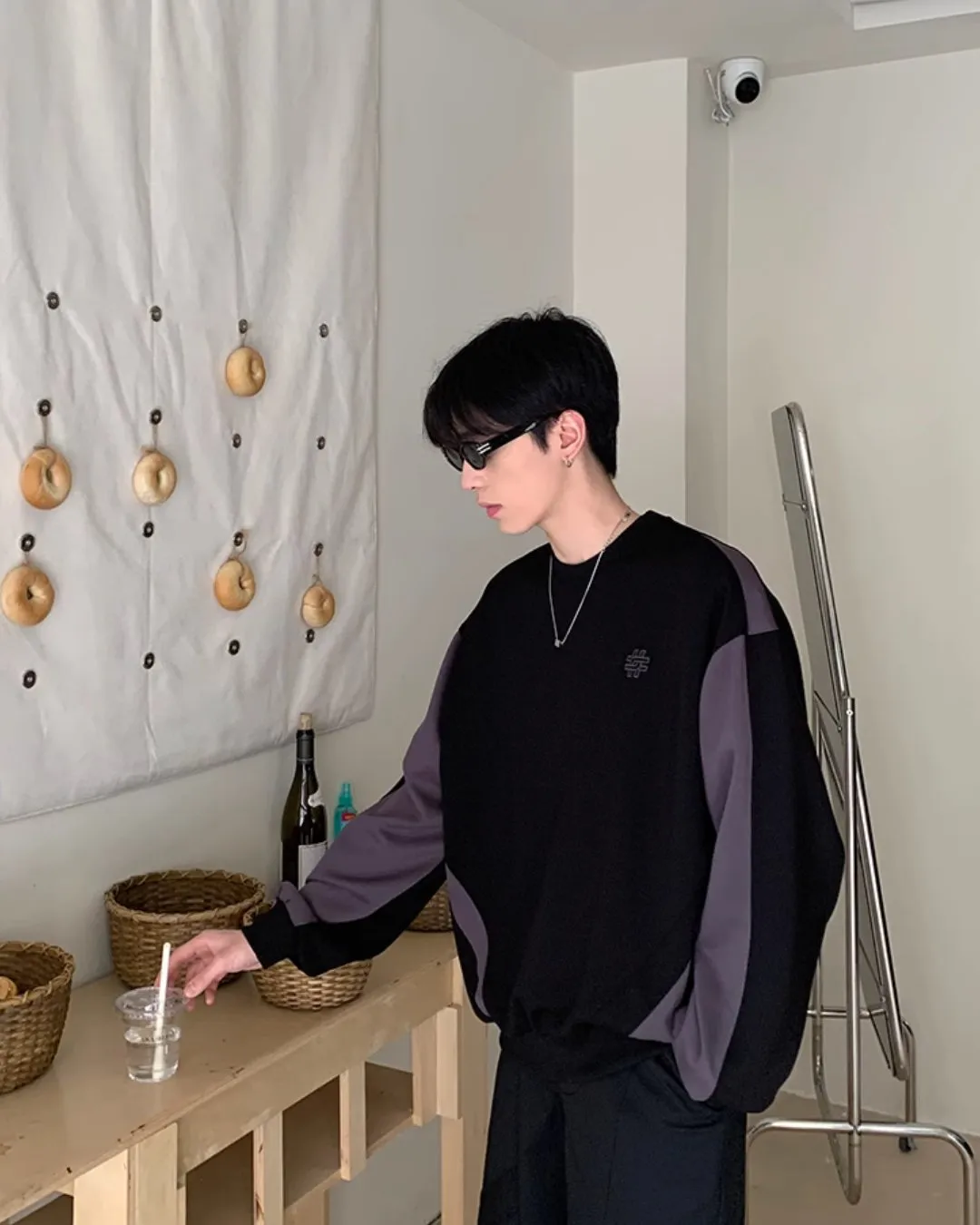 Round Neck Two Tone Sweat Tops OYC0046