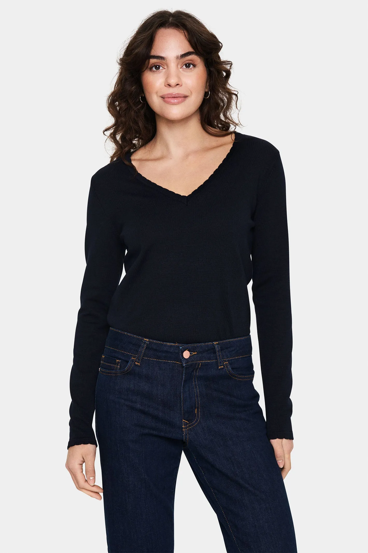 Saint Tropez 30513960 MilaSZ Long Sleeve V-Neck Jumper Night Sky