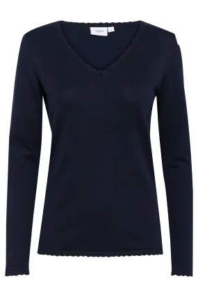 Saint Tropez 30513960 MilaSZ Long Sleeve V-Neck Jumper Night Sky