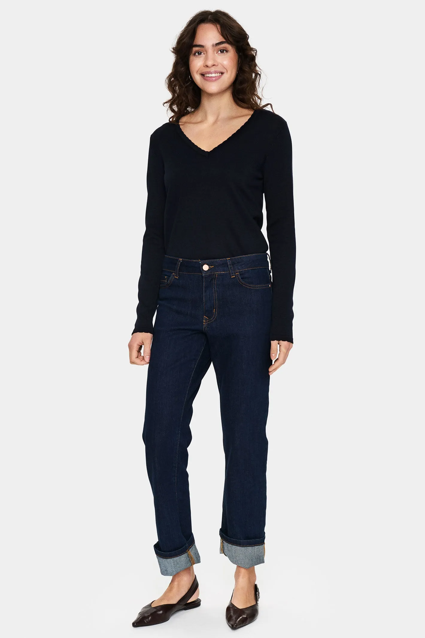 Saint Tropez 30513960 MilaSZ Long Sleeve V-Neck Jumper Night Sky
