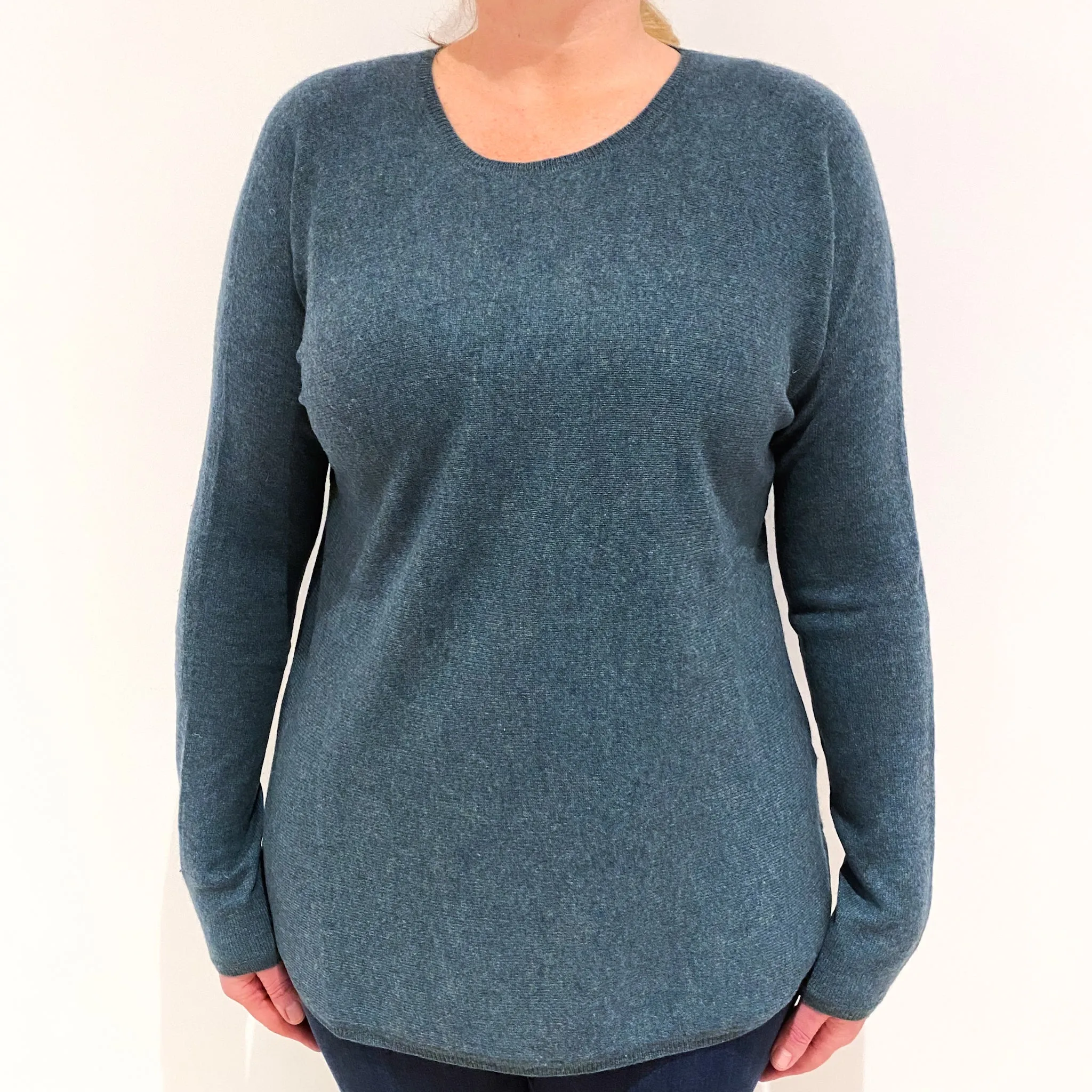 Sea Green Slouchy Cashmere Crew Neck Jumper Large