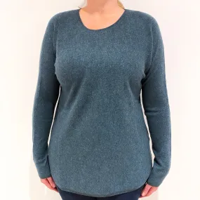 Sea Green Slouchy Cashmere Crew Neck Jumper Large